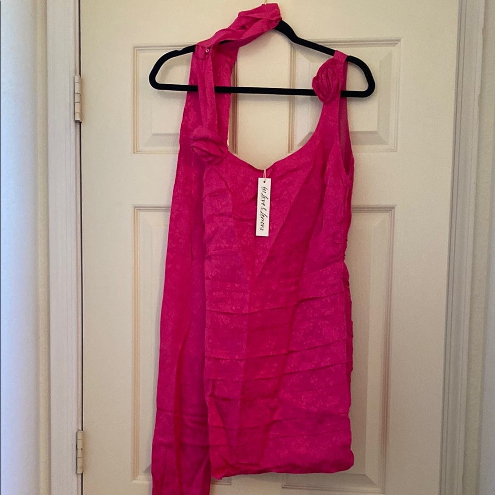 NWT For Love & Lemons Deliza Pink Mini Dress with Rosettes
